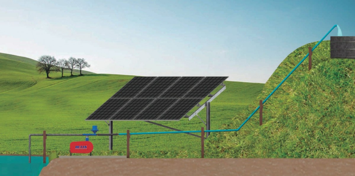 Esquema de instalação da Motobomba Solar - Betta Hidroturbinas